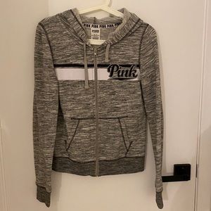 VS Pink heather gray zip up hoodie
